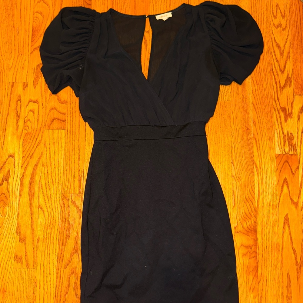 Chic Black Puff Sleeve Mini Dress